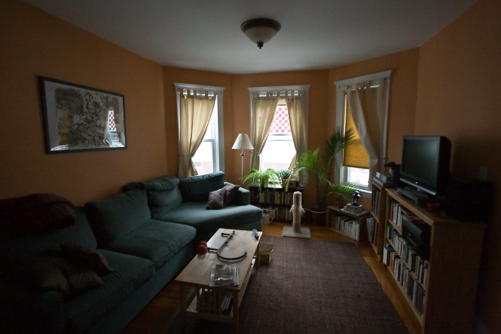 Wide view of a completed furniture installation